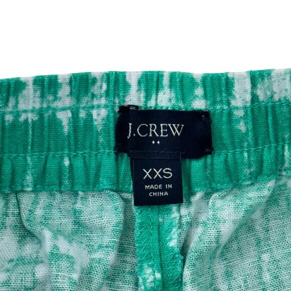 J.Crew Women Size XXS Green Tie-Dye Linen Blend Elastic Waist Short Shorts - Picture 13 of 13